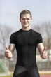 Photo: Young athlete thumbs up Young athlete thumbs up
