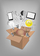 Open box communication technology business concept idea vector
