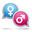 Man or woman speech bubbles