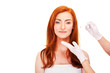 Attractive woman caucasian whose face is marked with lines