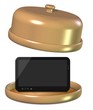 Computer tablet on a tray