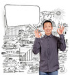 Asian Man Shows OK with Speech Bubble