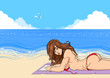 Girl sunbathing on the beach