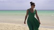Video: Happy woman in dress walking on the beach Happy woman in dress walking on the beach