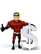 Superhero with dollar symbol