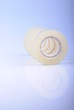 Transparent scotch tape rolls in a row