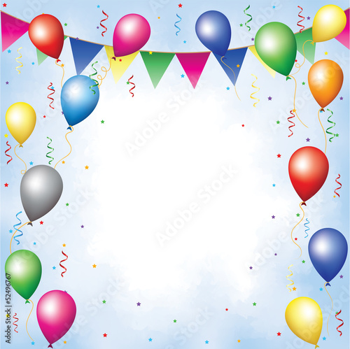 Vector: Banting, balloons, serpentine and confetti Banting, balloons, serpentine and confetti