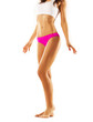 Tanned female in studio. athletic body.
