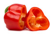Cut sweet red peppers isolated on white