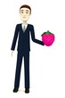 3d render of cartoon characer with raspberry