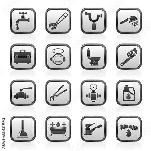 Vector: plumbing objects and tools icons - vector icon set plumbing objects and tools icons - vector icon set