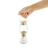 Old glass metal frame lantern hold on white background.