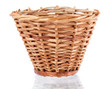Wattled basket with reflection on a white background
