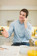 Man gesticulating while phoning