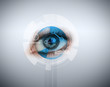 Illustration: Woman having an eye recognition Woman having an eye recognition