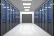 Empty hallway of tower servers