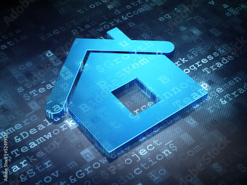 Illustration: Business concept: Blue Home on digital background Business concept: Blue Home on digital background