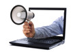 Megaphone through laptop monitor