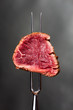 Steak auf einer Fleischgabel