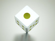 Dice cube with red dots