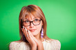 Beautiful Young Woman on Green Background