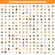 Vektor: Orange and black icons with reflection Orange and black icons with reflection