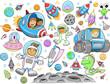 Cute Outer Space Vector Illustration Design Set