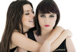 Happy girl friends - isolated over a white background