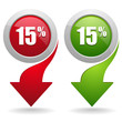 15 percent button with arrow