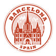 Grunge rubber stamp with words Barcelona, Spain inside