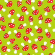 Seamless Pattern Mushrooms Red/Green