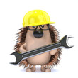 Cute hedgehog repairs stuff