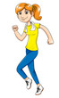 Cartoon illustration of a woman jogging
