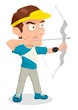 Caricature illustration of an archer aiming with bow