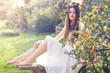 White dressed beautiful nymph