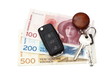 concept of expensive life in  Norway with keys and banknote