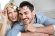Middle-aged couple wearing eyeglasses