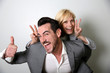 Cheerful trendy couple having fun