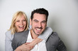 Cheerful trendy couple having fun