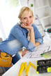 Woman working on home improvement planning