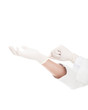 hand of doctor pulling on white surgical gloves