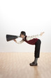 Man shouting through megaphone