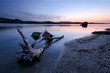 Sunset over Blak Sea and log