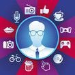 Vector: Vector hipster in round frame Vector hipster in round frame