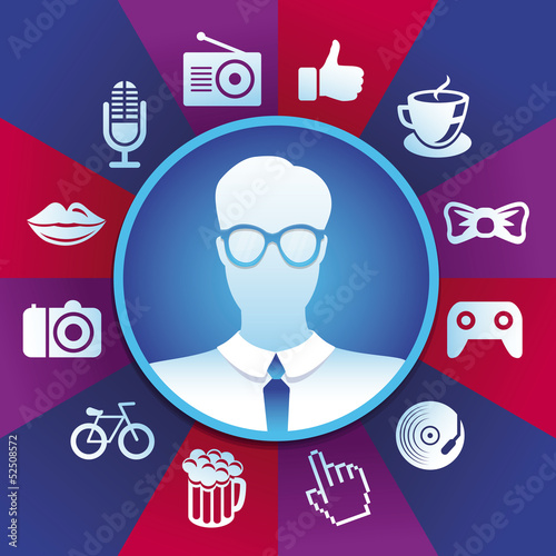 Vector: Vector hipster in round frame Vector hipster in round frame