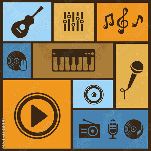 Vector: Vector design element with musical icons and signs Vector design element with musical icons and signs