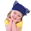Little Girl with Bandana Hat on White