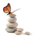 Balanced stones with butterfly