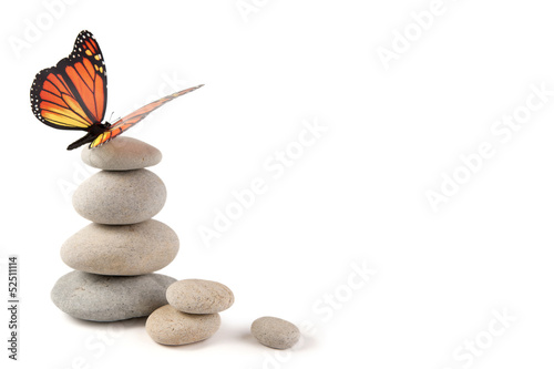 Photo: Balanced stones with butterfly Balanced stones with butterfly