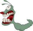 Green worm. Cartoon